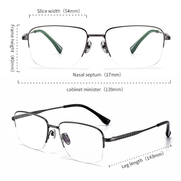 BYUSVS Customized Square Half Frame Lenses With A Minimalist Business ...